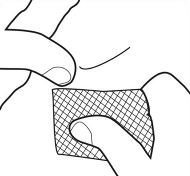 A close-up of a hand holding a cloth Description automatically generated